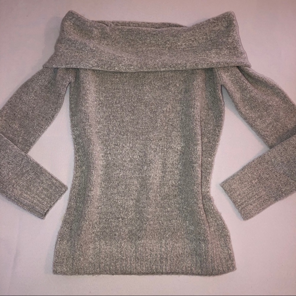 Plush Off the Shoulder Gray Sweater